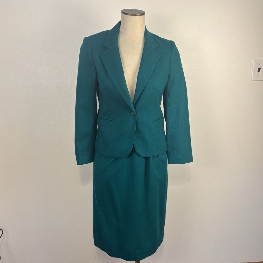Vintage Haberdashery Collection Teal 2pc Skirt Jacket Suit Womens 6/8 Small